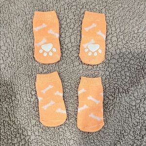 Orange Dog Paw & Bone Non-Slip Socks (Set of 4)